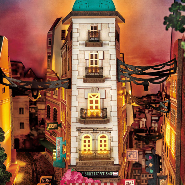 Estrelik™ | Diy Book Nook Shelf - LED Street Scene Bookshelf Insert