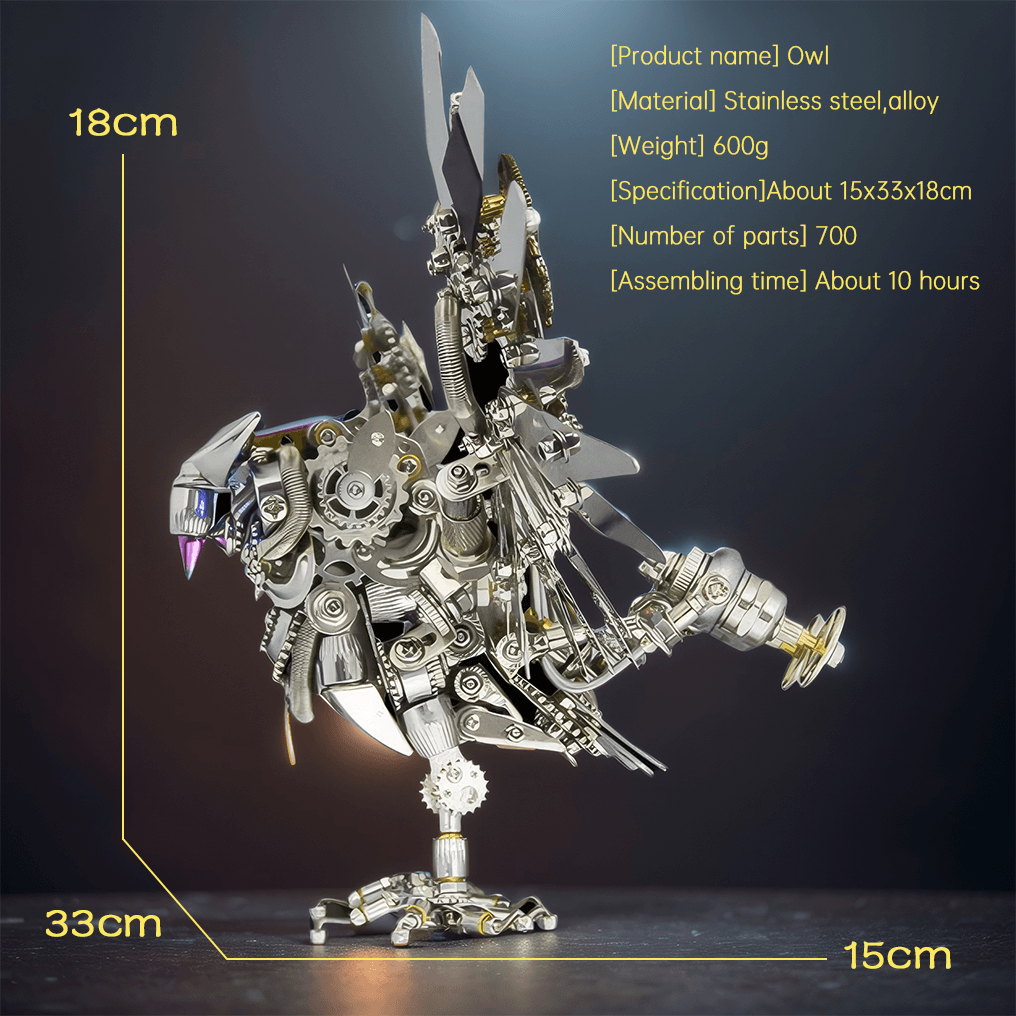 Estrelik | 3D Nocturnal Owl DIY Steampunk Metal Assembly Animal Model