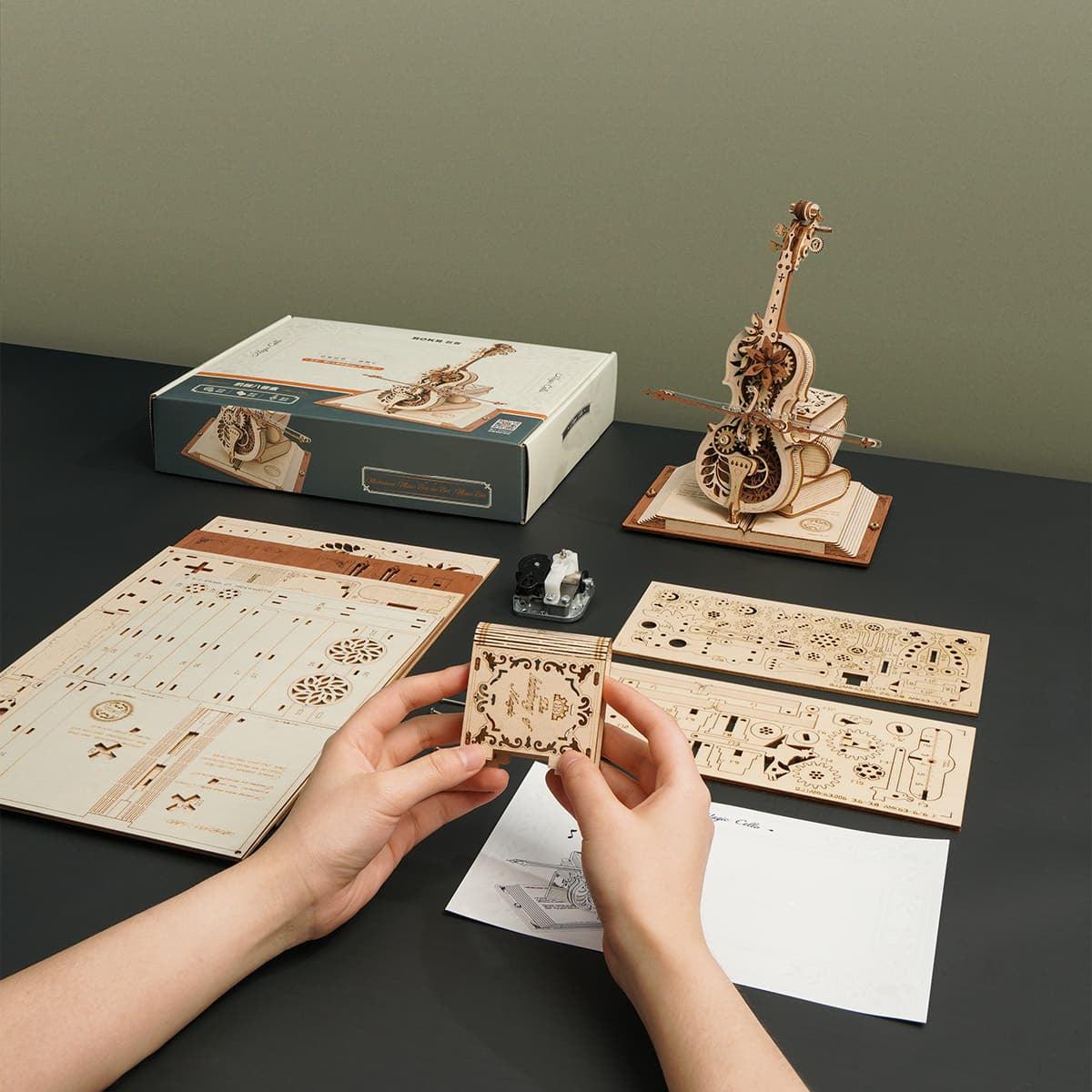 Estrelik™ | Magic Cello Mechanical Music Box 3D Wooden Puzzle