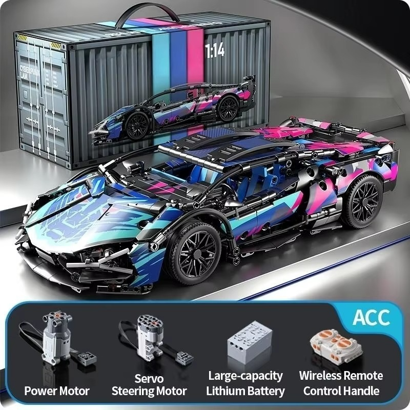 Remote Control Building Blocks Racing Car Kit - Lamborgini FK937 1:14 Scale Technical Model RC Supercar