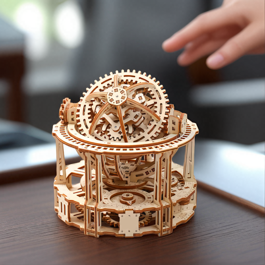 Estrelik™ | Spherical Tourbillon Chronograph - Mechanical Wooden Clock Kit