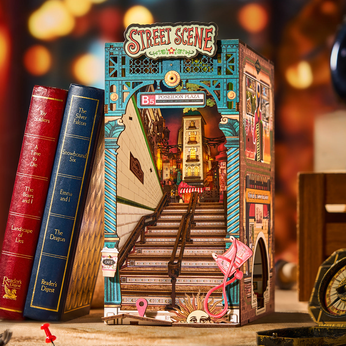 Estrelik™ | Diy Book Nook Shelf - LED Street Scene Bookshelf Insert