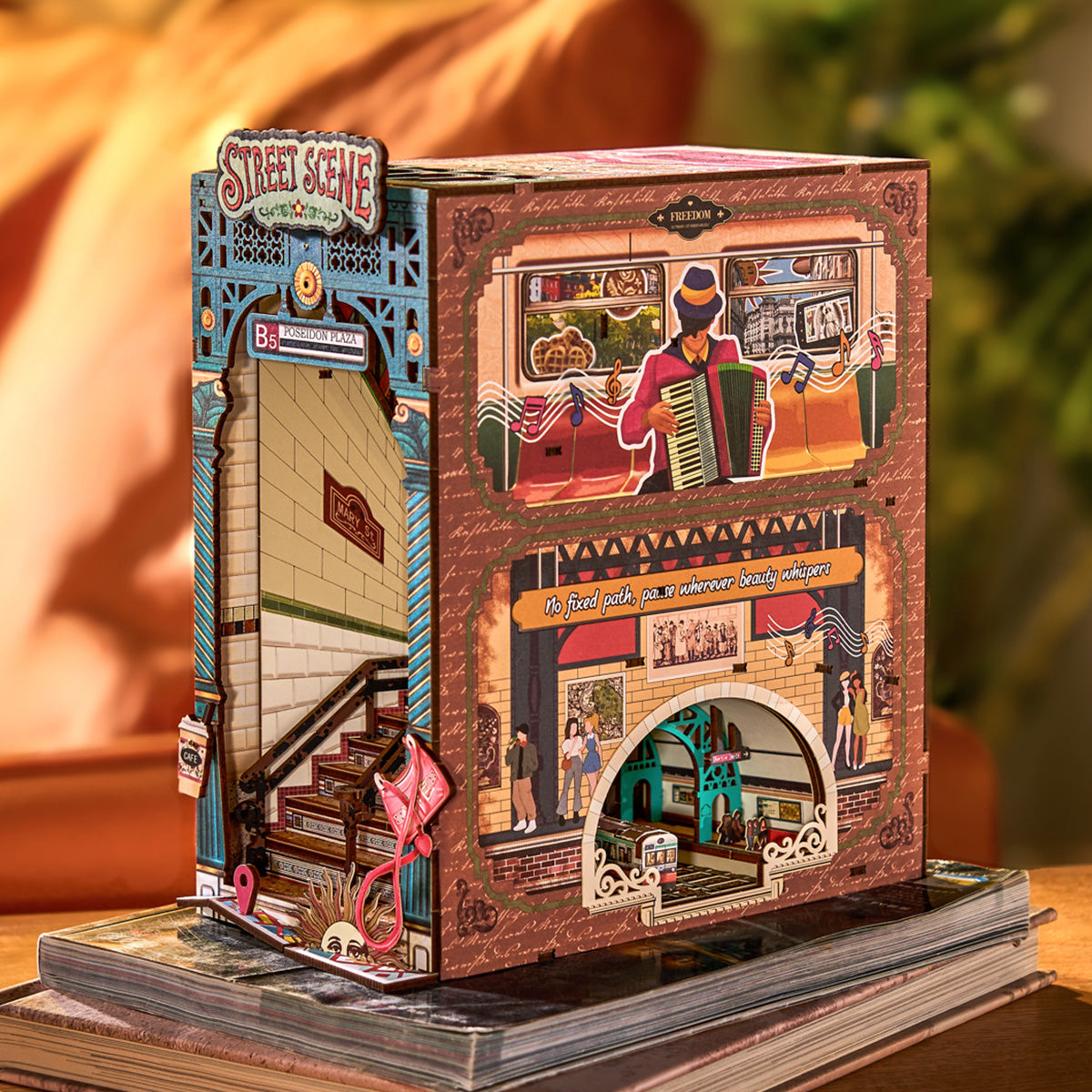Estrelik™ | Diy Book Nook Shelf - LED Street Scene Bookshelf Insert
