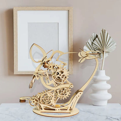 Estrelik™ | Kinetic Hummingbird Sculpture - 3D Wooden Mechanical Puzzle Kit