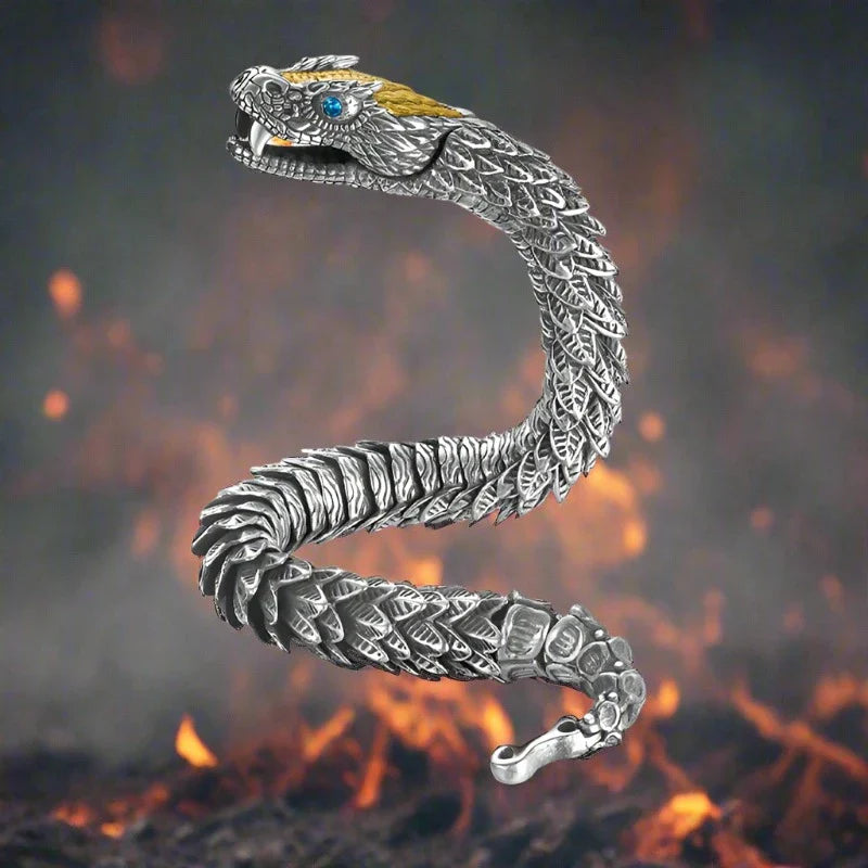 Enchanted Jormungandr 316L Stainless Steel Norse Serpent Bracelet With Box