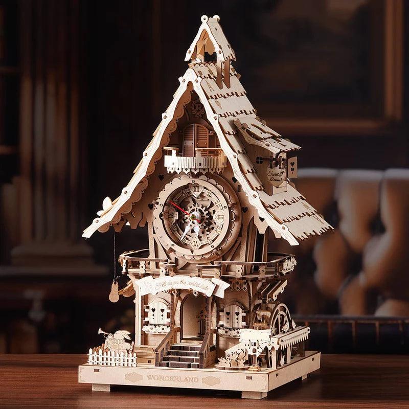 Estrelik™ | Woodland Cuckoo Clock 3D Wooden Puzzle Kit with LED Lights