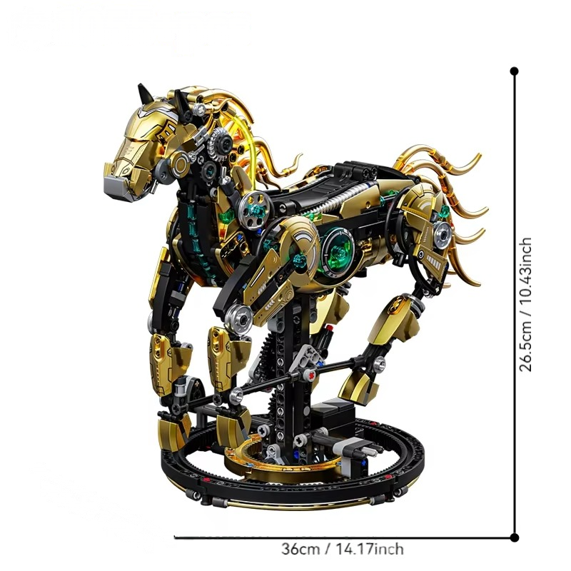 Estrelik™ | Mechanical Stealth Stallion Premium Golden Armored Building Kit