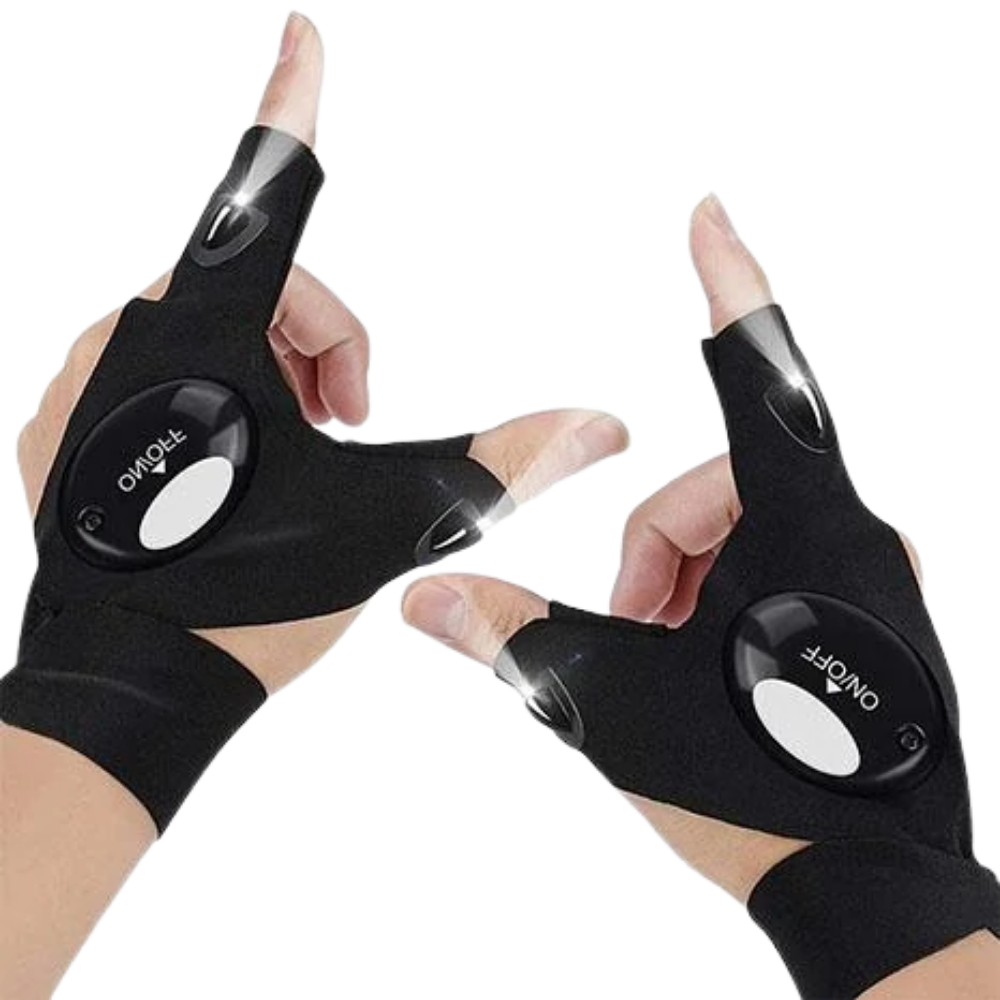 Waterproof LED Light Gloves with Battery-Powered Hands-Free Illumination