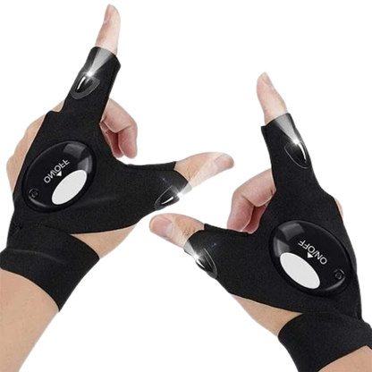 Waterproof LED Light Gloves with Battery-Powered Hands-Free Illumination