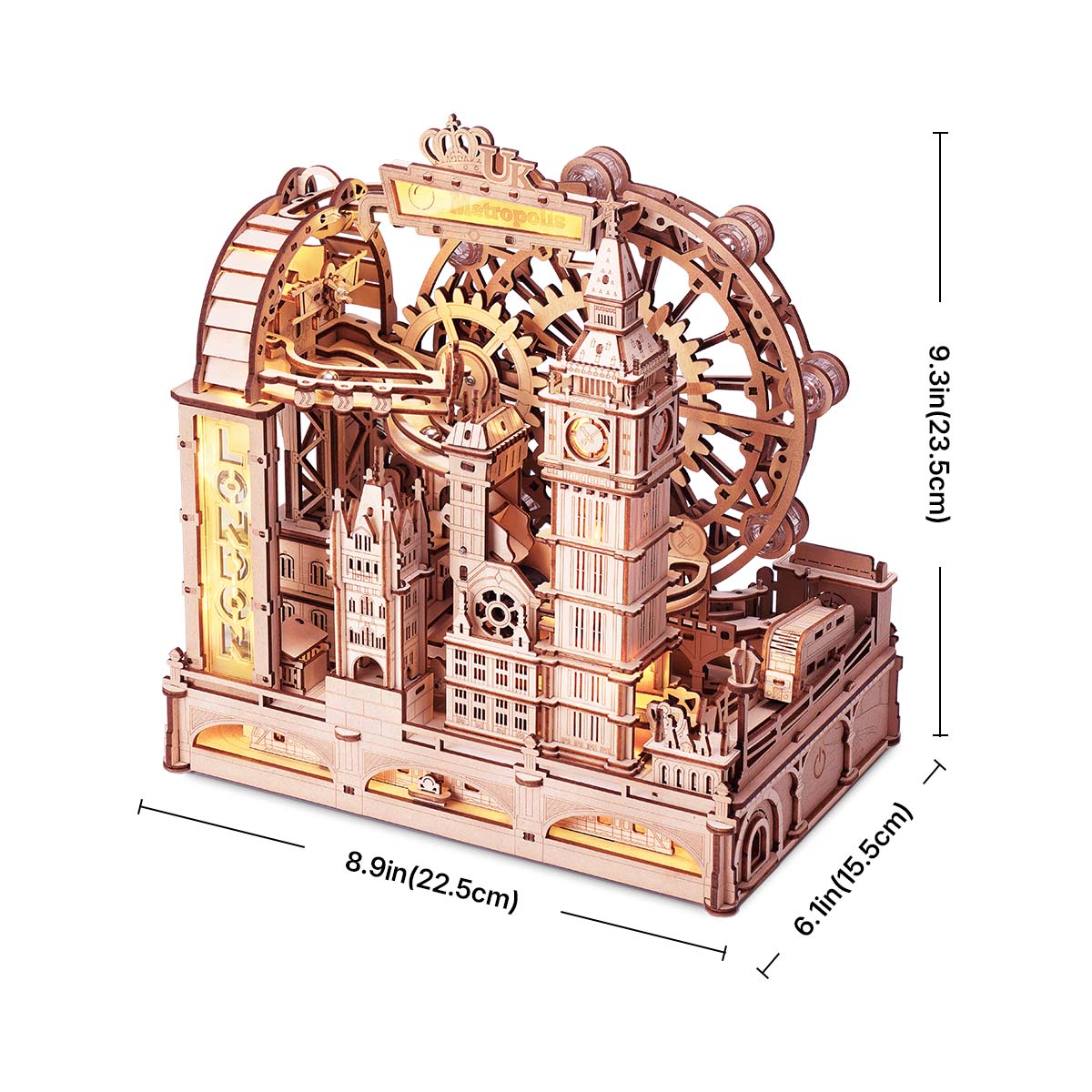 Estrelik™ | Marble Travel London Marble Run Wooden 3D Puzzle Educational Family Game Challenge with Intermediate Difficulty