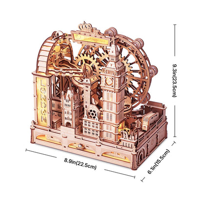 Estrelik™ | Marble Travel London Marble Run Wooden 3D Puzzle Educational Family Game Challenge with Intermediate Difficulty
