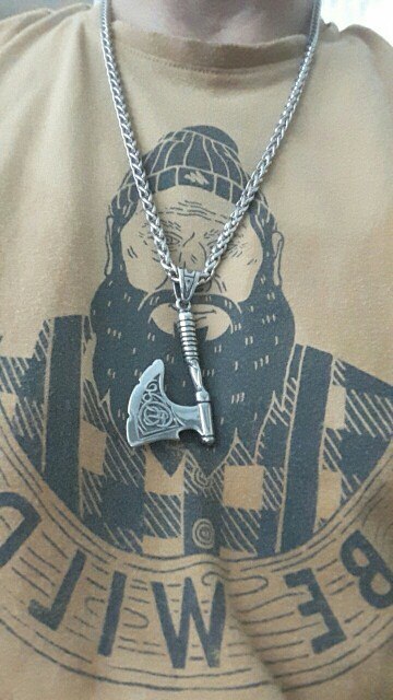 Viking Knot Axe Stainless Steel Necklace with Bottle Opener Pendant