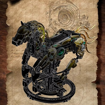 Estrelik™ | Mechanical Stealth Stallion Premium Golden Armored Building Kit