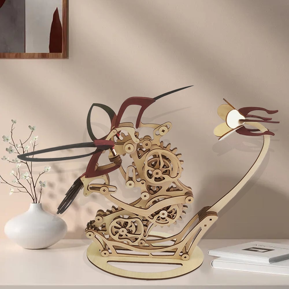 Estrelik™ | Kinetic Hummingbird Sculpture - 3D Wooden Mechanical Puzzle Kit