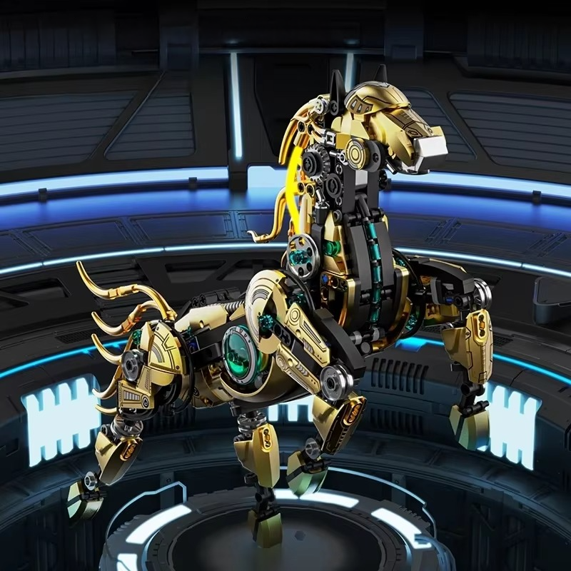 Estrelik™ | Mechanical Stealth Stallion Premium Golden Armored Building Kit