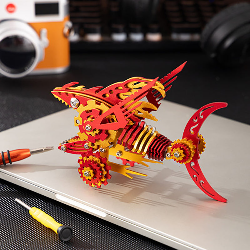 3D Metal Saw Shark DIY Mechanical Assembly Model Kit