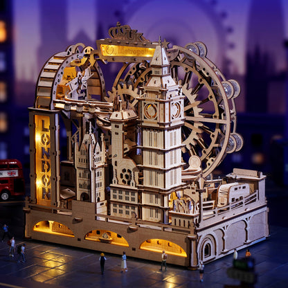 Estrelik™ | Marble Travel London Marble Run Wooden 3D Puzzle Educational Family Game Challenge with Intermediate Difficulty