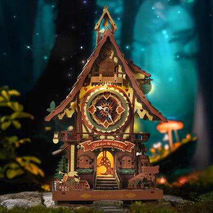 Estrelik™ | Woodland Cuckoo Clock 3D Wooden Puzzle Kit with LED Lights