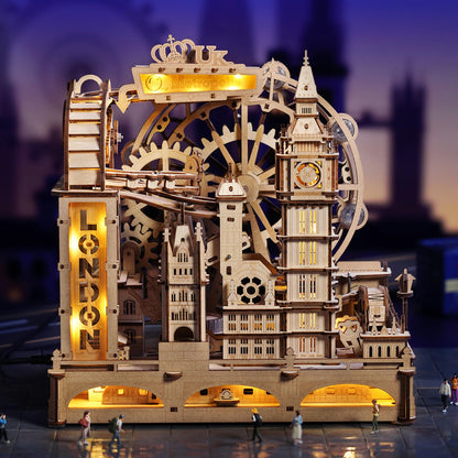 Estrelik™ | Marble Travel London Marble Run Wooden 3D Puzzle Educational Family Game Challenge with Intermediate Difficulty
