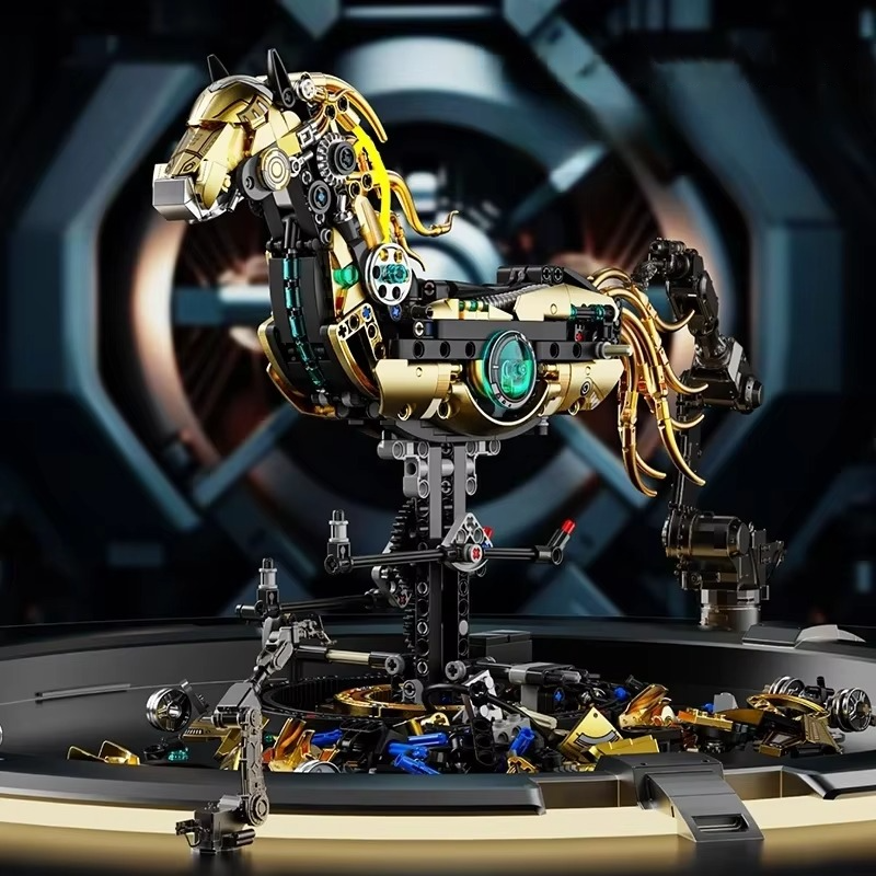 Estrelik™ | Mechanical Stealth Stallion Premium Golden Armored Building Kit