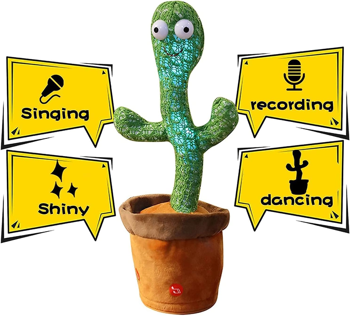 Dancing Talking Cactus Plush Toy with 120 Songs LED Lights