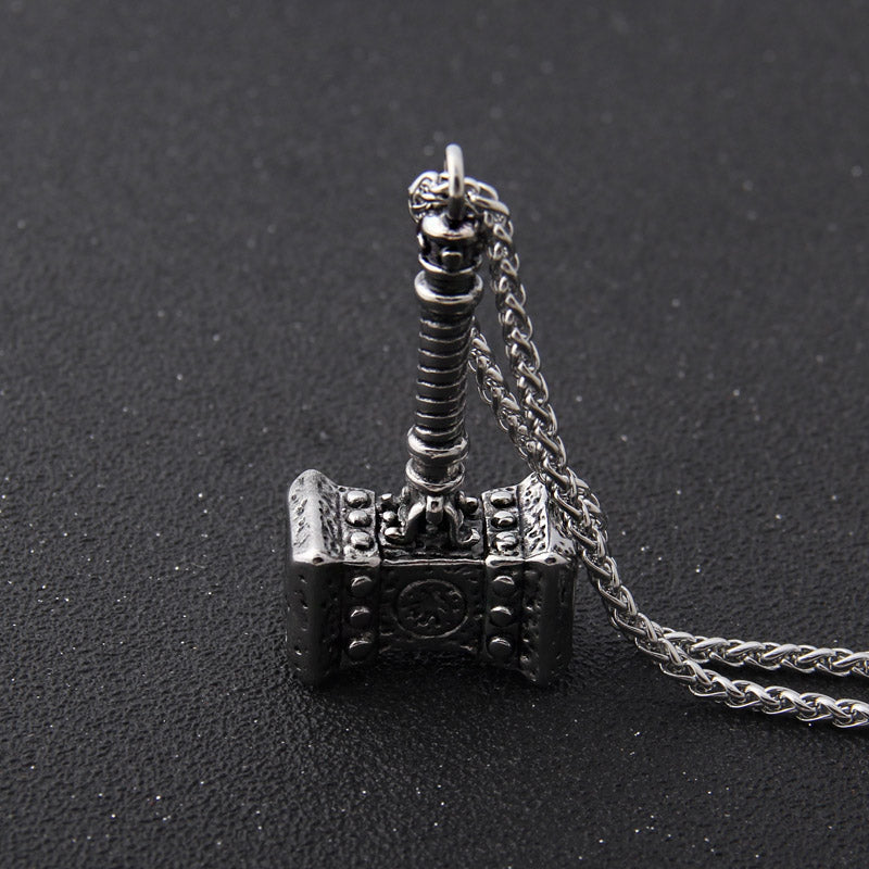 Viking Stainless Steel Hammer Pendant Necklace with Keel Chain