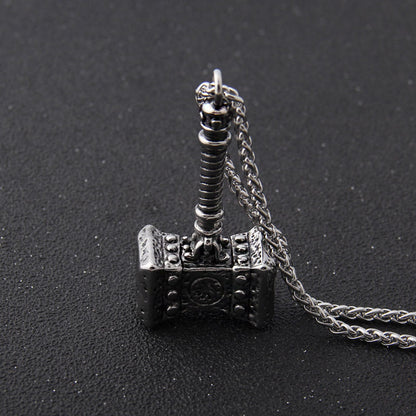 Viking Stainless Steel Hammer Pendant Necklace with Keel Chain
