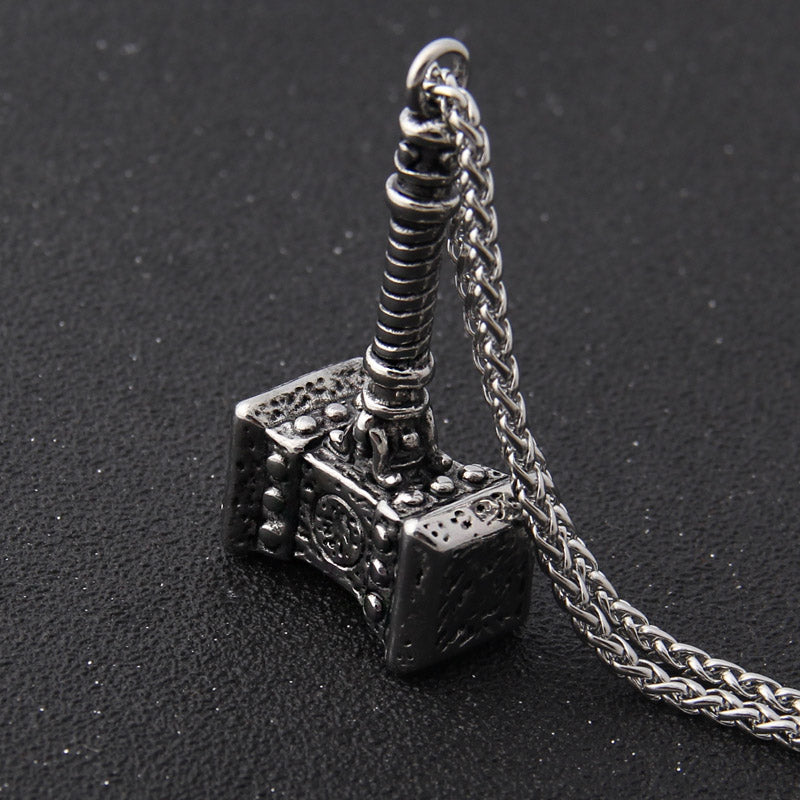Viking Stainless Steel Hammer Pendant Necklace with Keel Chain