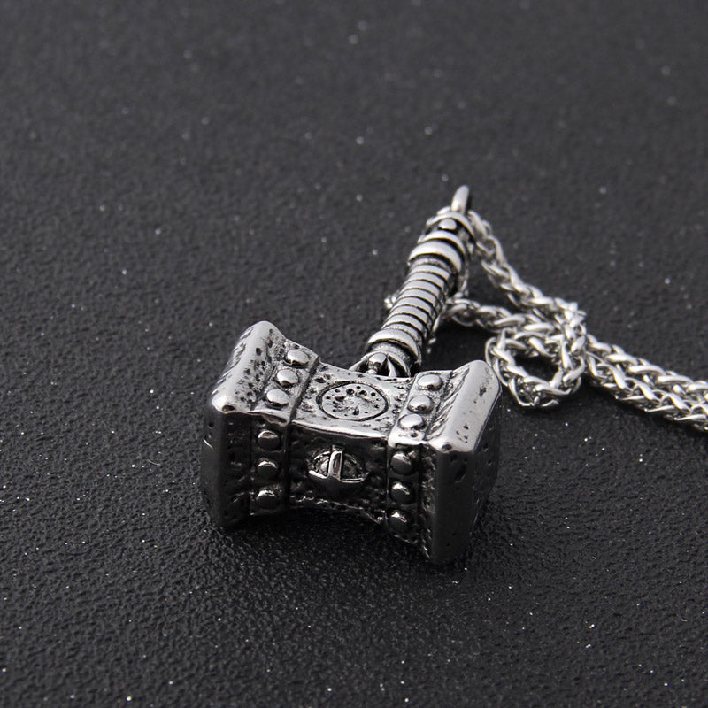Viking Stainless Steel Hammer Pendant Necklace with Keel Chain