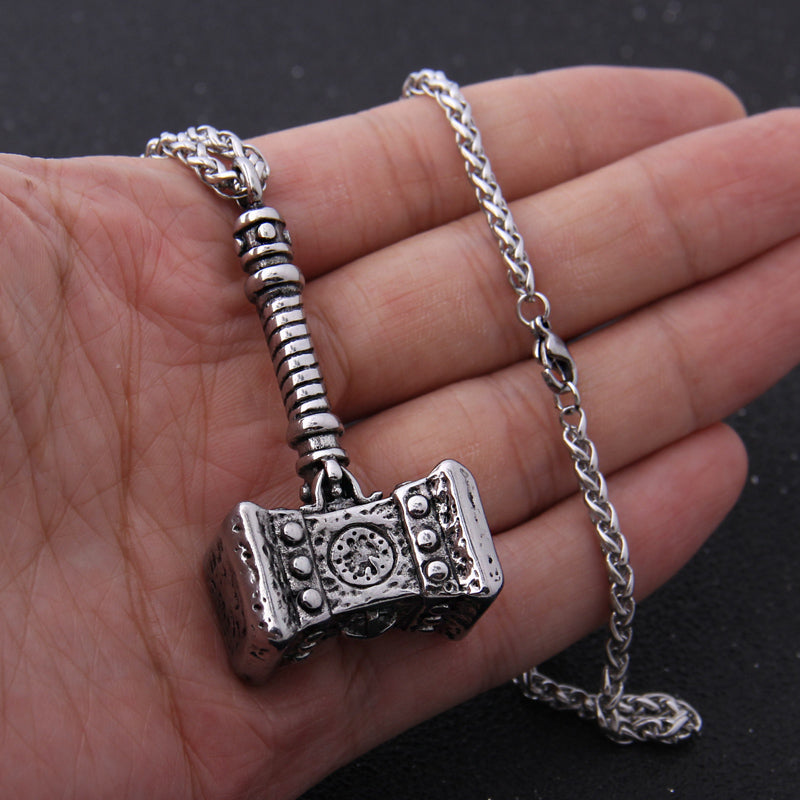 Viking Stainless Steel Hammer Pendant Necklace with Keel Chain