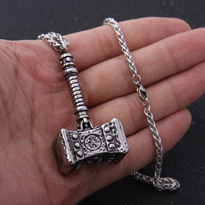 Viking Stainless Steel Hammer Pendant Necklace with Keel Chain