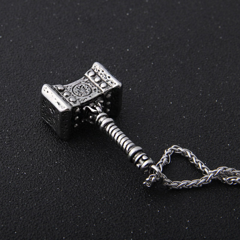 Viking Stainless Steel Hammer Pendant Necklace with Keel Chain