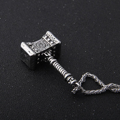 Viking Stainless Steel Hammer Pendant Necklace with Keel Chain