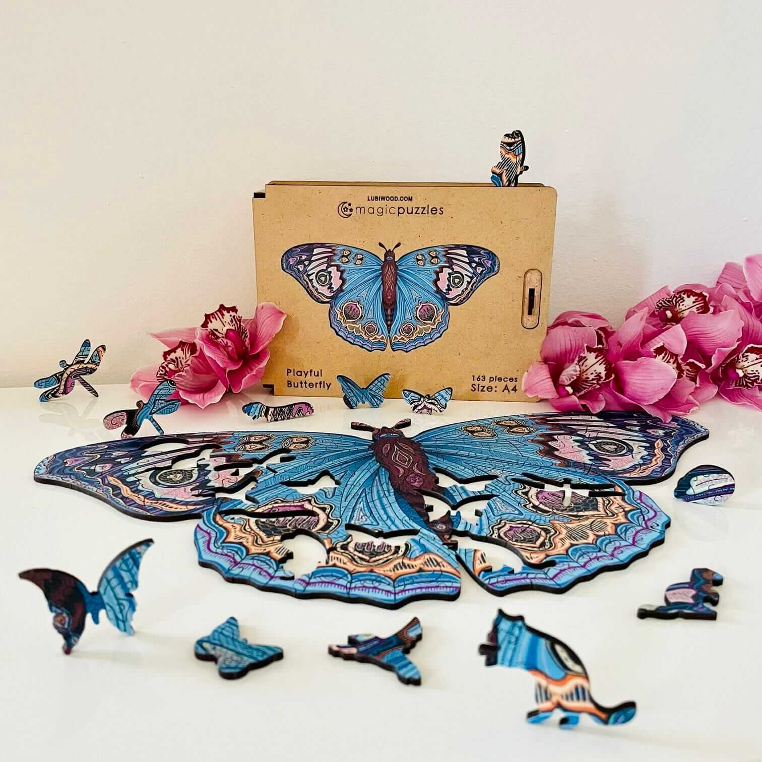 Rompecabezas Mariposa Juguetona de Madera Premium – Desafío Artístico Único