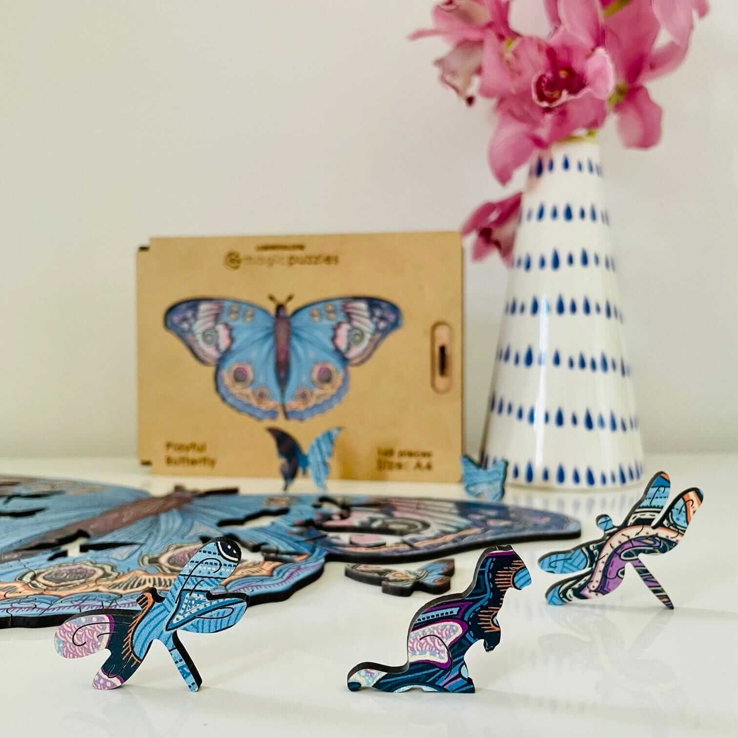 Rompecabezas Mariposa Juguetona de Madera Premium – Desafío Artístico Único