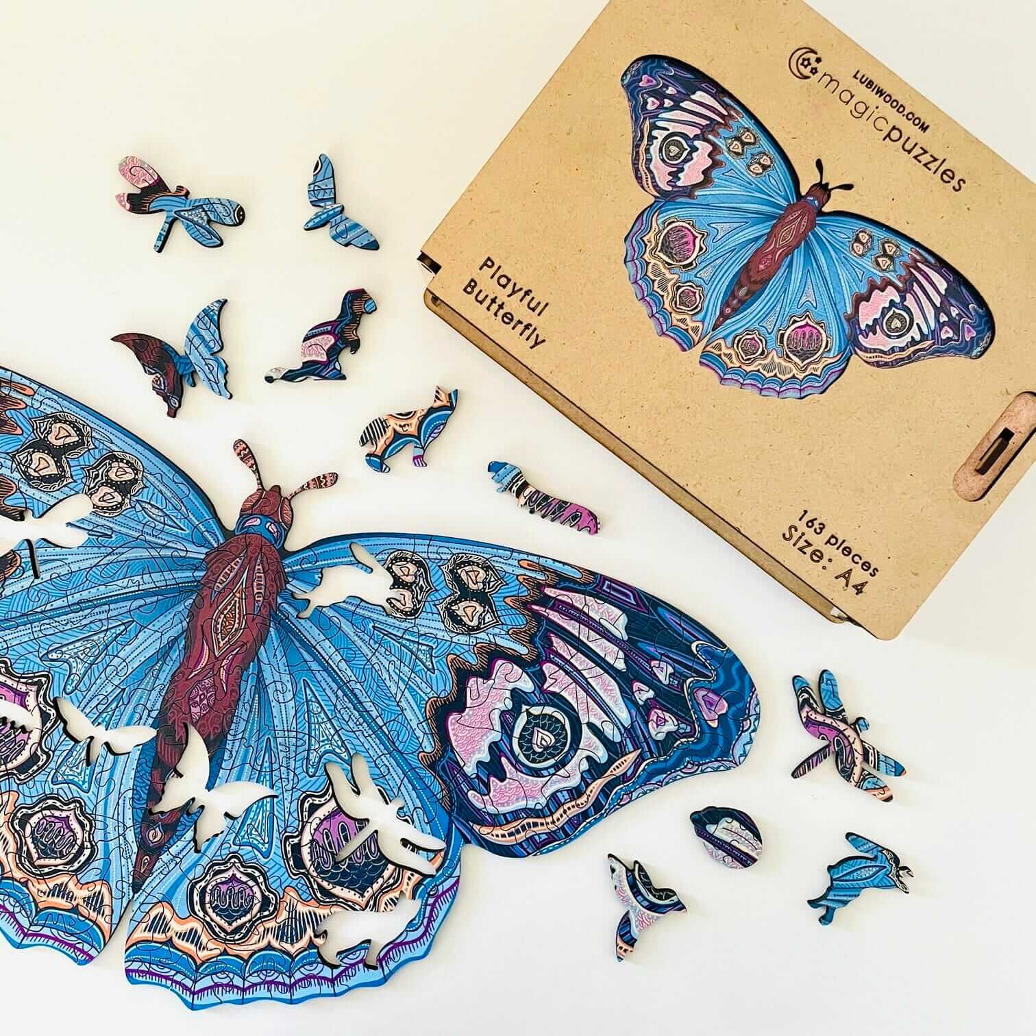 Rompecabezas Mariposa Juguetona de Madera Premium – Desafío Artístico Único