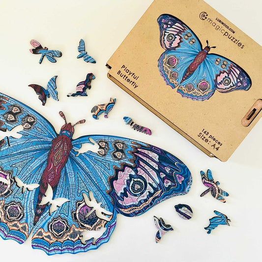 Rompecabezas Mariposa Juguetona de Madera Premium – Desafío Artístico Único