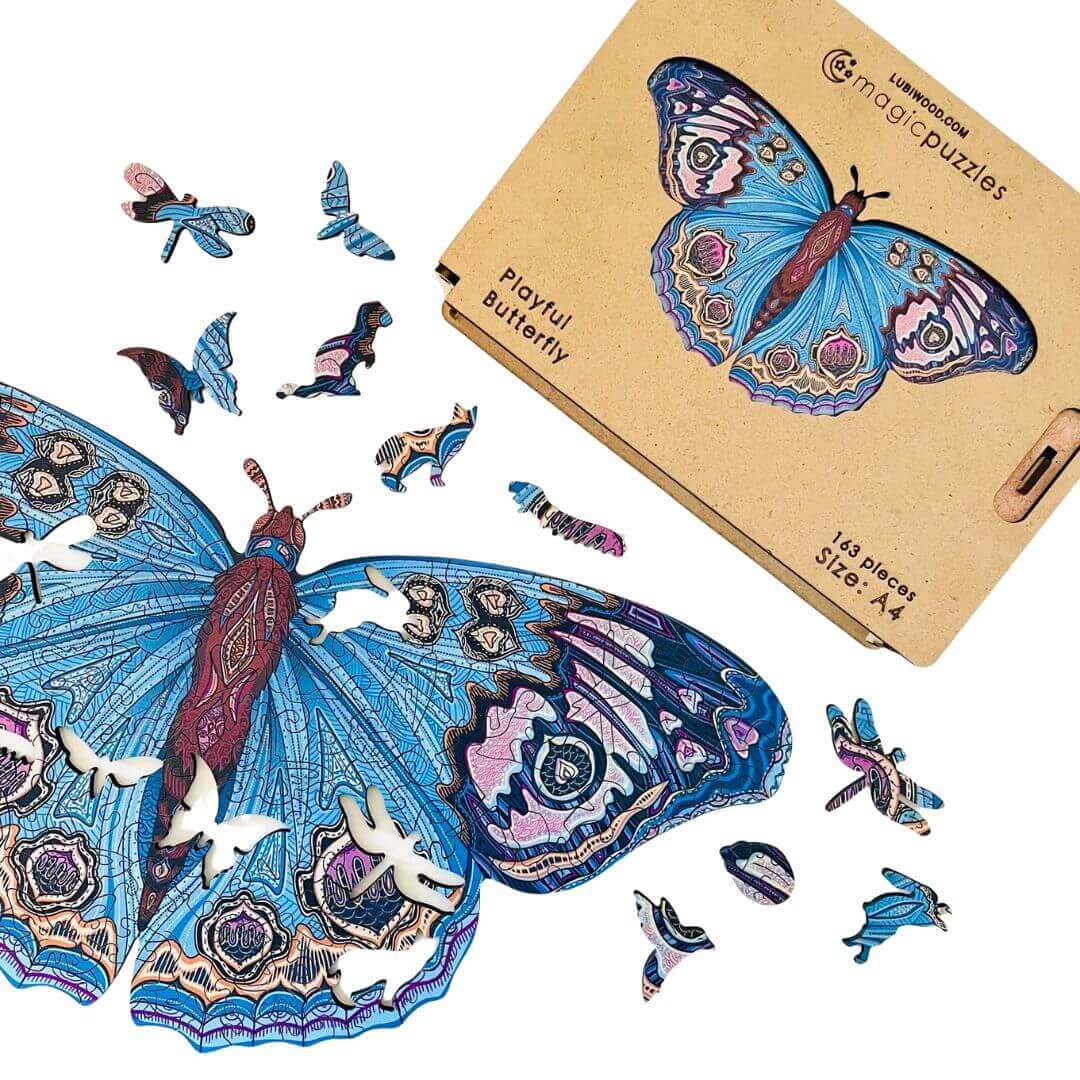 Rompecabezas Mariposa Juguetona de Madera Premium – Desafío Artístico Único