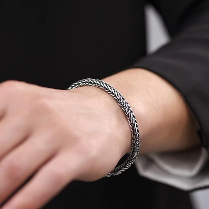 Dragon Scale Sterling Silver Bracelet, Handcrafted 925, Two Widths