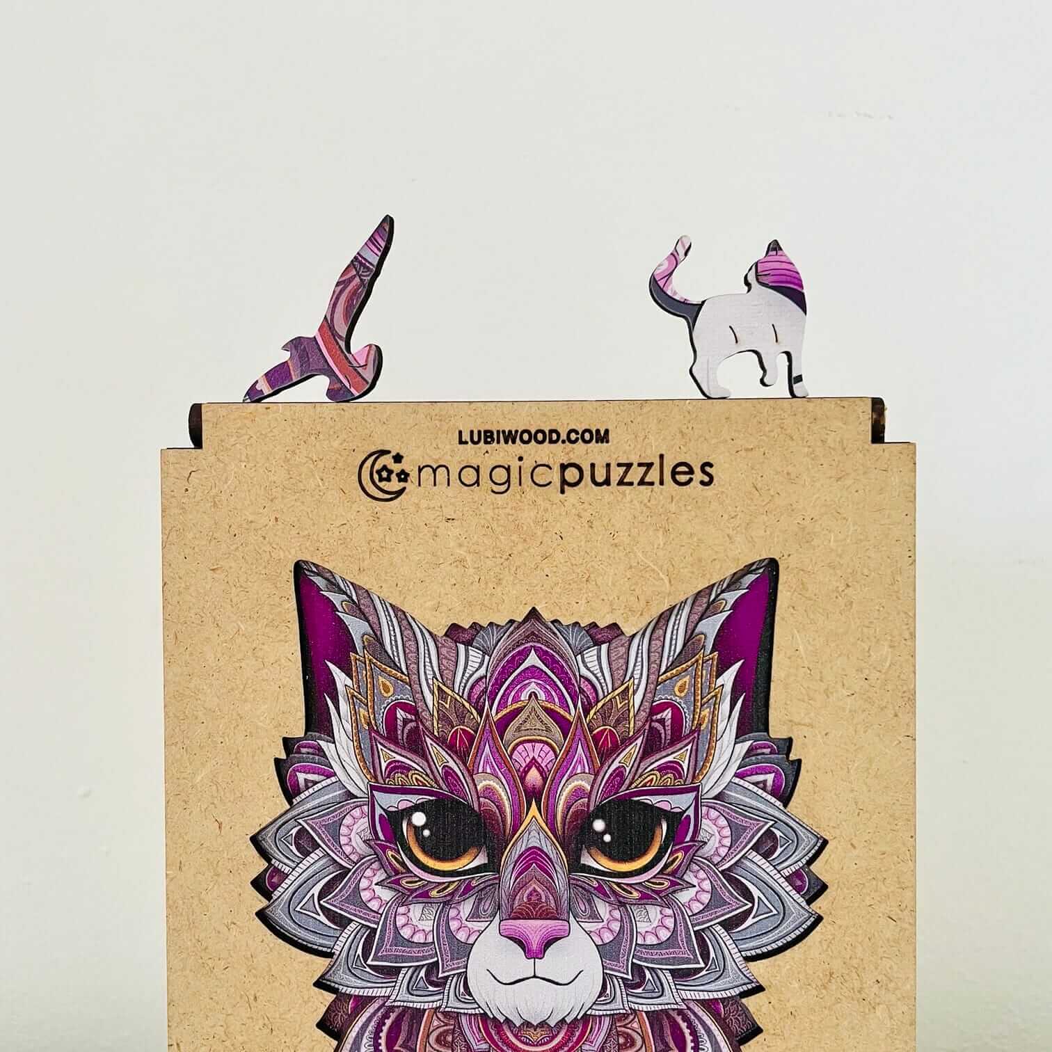 Rompecabezas de Madera Gato Curioso Premium: Diseño Único, Piezas de Precisión, Regalo Ideal
