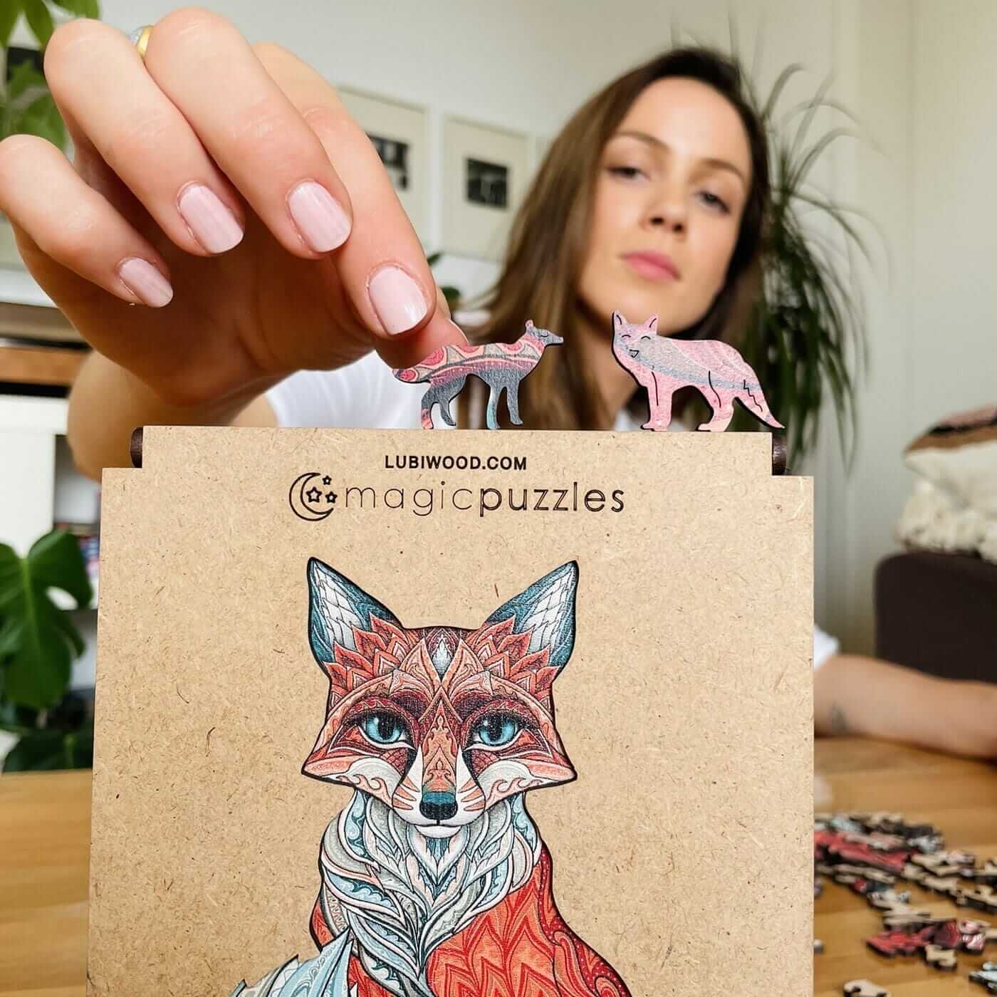 Rompecabezas de Madera Zorro Astuto Premium: Piezas Únicas, Diversión Creativa