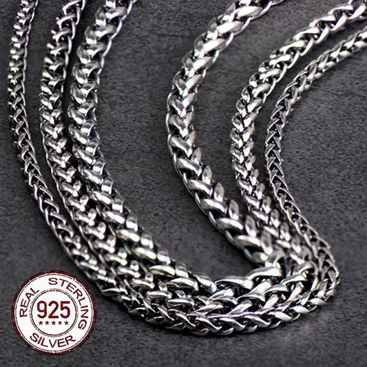 S925 Sterling Silver Dragon Scale Necklace, 3–5mm Chain