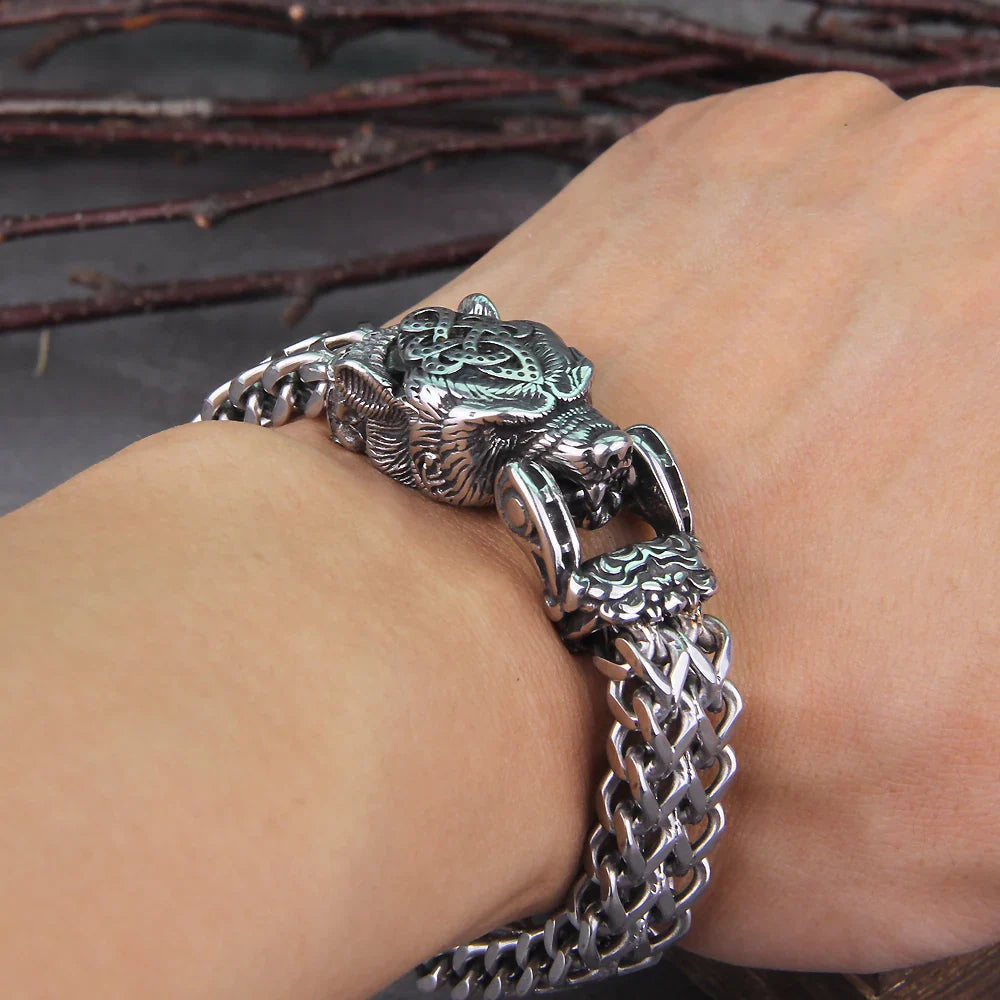 Viking Valor Spirit Animal Rugged Stainless Steel Bracelet with Box