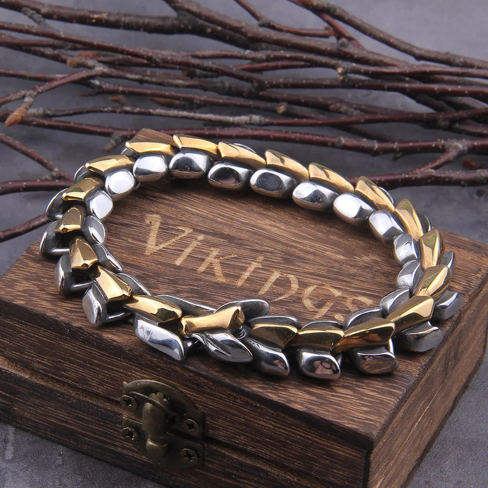 World Serpent Viking Bracelet 316L Stainless Steel Cuff Premium Gift