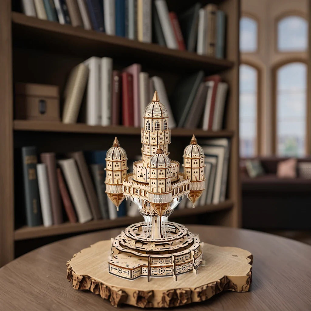 Estrelik™ | Celestia Castle Illuminated Musical 3D Wooden Puzzle