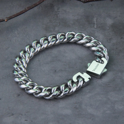 Vikings 316L Stainless Steel Chain Bracelet with Engraved Clasp