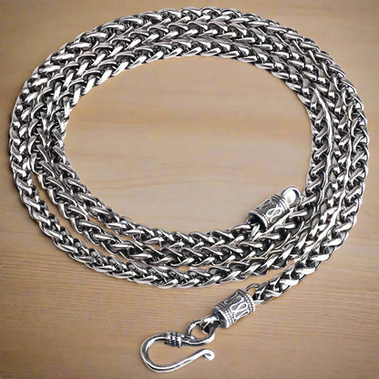 S925 Sterling Silver Dragon Scale Necklace, 3–5mm Chain