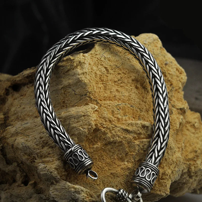 Dragon Scale Sterling Silver Bracelet, Handcrafted 925, Two Widths