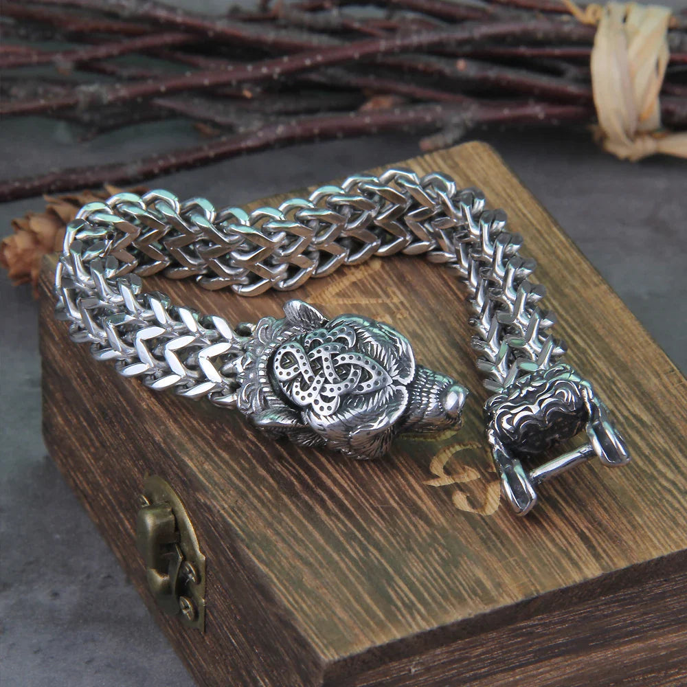 Viking Valor Spirit Animal Rugged Stainless Steel Bracelet with Box