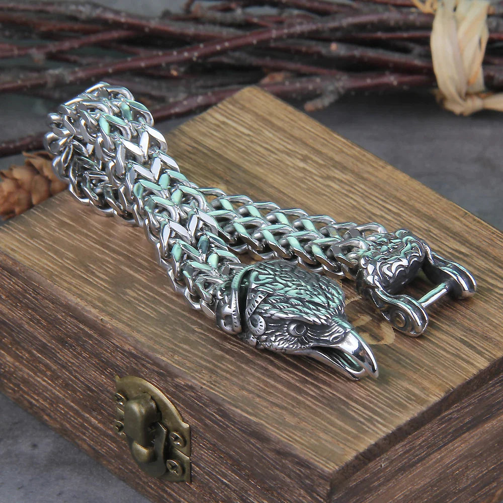Viking Valor Spirit Animal Rugged Stainless Steel Bracelet with Box